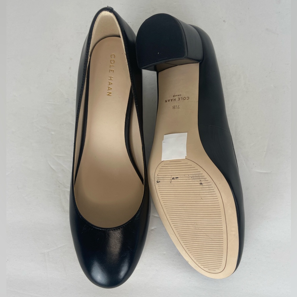 Cole Haan Grand Pumps Women's Heels Size 7.5 Black Career Preppy Block Heels - Picture 8 of 8
